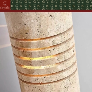 GOLDKING Luminaire de sol horizontal pour salon, en travertin beige, cylindrique à anneau, avec fente pour câblage, OEM ODM, direct usine - Product Image 5