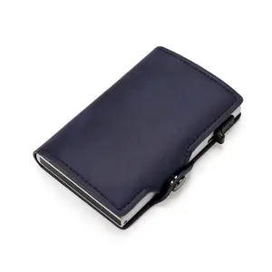 Portefeuille moderne en cuir de fibre de carbone de haute qualité petit porte-cartes rfid pop up portefeuille pour hommes