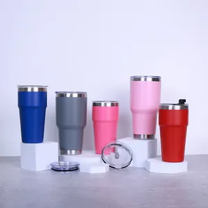Customized Design Powder Coated mug Termos Stainless Steel Tumblers 30oz 20oz Insulated Thermal Glasses With Logo