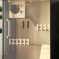Maisonnette en bois pour animaux de compagnie, villa intérieure pour chat, cage avec porte coulissante, pour petits et moyens chiens, chats, lapins, meubles