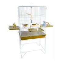 Viveiro Gaiola Confort Triplex pour Calopsites et Oiseaux avec Anneaux, Mangeoires et Abreuvoir (Jaune)
