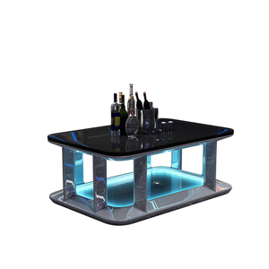 Lujo moderno Led KTV Karaoke Café Bar Mesa Muebles Tamaño Color Vidrio templado Personalizado Metal Acero inoxidable Barra pequeña - Product Image 4