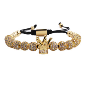 New Fashion Beaded Jewelry Bangle Crystal <strong>Bead</strong> Elastic Yoga Energy <strong>Bracelet</strong> Mens Crown <strong>Bracelet</strong> <strong>Beads</strong> CZ Stone <strong>Charms</strong> <strong>Bracelet</strong> - Product Image 1