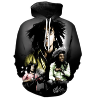 Sweat-shirt à capuche surdimensionné imprimé 3d rappeur Bob Marley impression numérique sweat-shirt unisexe sur l'ensemble imprimé Oem Odm