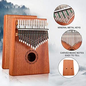 Kalimba de 17 Teclas, Piano de Pulgar con Estuche Rígido, Instrucciones de Estudio y Martillo de Afinación, Piano de Dedos Africano Portátil Mbira <span class=keywords><strong>Sanza</strong></span> de Madera - Product Image 2