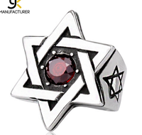 Judaïsme Gros Bijoux hommes En Acier Inoxydable Étoile De David Micro Anneaux de Rubis