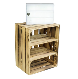 Insert de séparation à double flamme Blanc/Flammé Design Horizontal Étagère Boîte à chaussures 50X40X30 cm <span class=keywords><strong>Pomme</strong></span>/<span class=keywords><strong>Caisse</strong></span> à vin <span class=keywords><strong>en</strong></span> <span class=keywords><strong>bois</strong></span> - Product Image 1