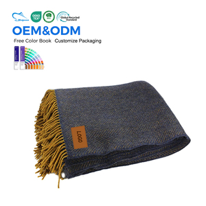 New Hot Sell Solid Color <strong>Herringbone</strong> 100% Wool Woven <strong>Blankets</strong> Garden Fleece Travelling <strong>Blanket</strong> - Product Image 1
