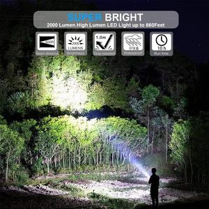 ไฟฉายแบบชาร์จไฟได้ BUCASA ซุปเปอร์ไบรท์ T6 LED ไฟฉายยุทธวิธีลูเมนสูงซูมได้ IP65 ไฟฉายกันน้ำ 2 แพ็ค - Product Image 3