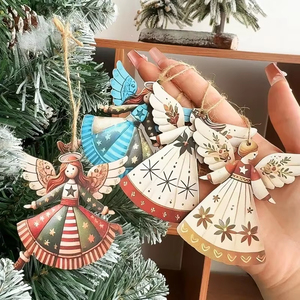 4/40ชิ้นต้นคริสต์มาสห้อยจี้ตุ๊กตาเทวดาตกแต่งเทวดาทำจากไม้สำหรับงานเลี้ยงคริสต์มาสตกแต่งงานแต่งงานปีใหม่ - Product Image 5