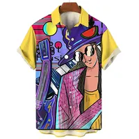 Musik Rock Gitarre Sublimation Shirt Mode Street Style Herren bekleidung Casual Loose Streetwear Custom Polyester Shirts für Herren