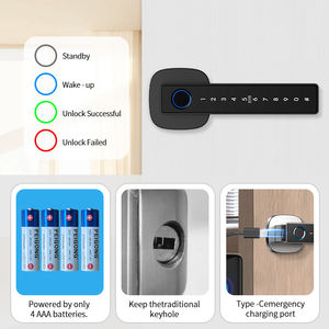 מנעול דלת חכם ביומטרי דיגיטלי עם ידית מאלומיניום, טביעת אצבע,  Tuya TTlock חדש, מתאים לחדרי מלון וחדרי שינה - Product Image 3