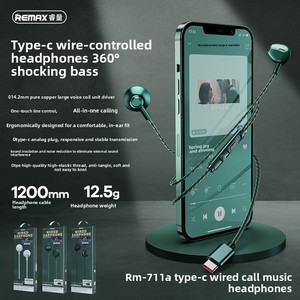 Audífonos Intrauditivos con Cable Remax, Cancelación de Ruido, Control Integrado en el Cable Tipo C, Micrófono, Cable de 1200 mm, Compatibles con iOS y Android - Product Image 1