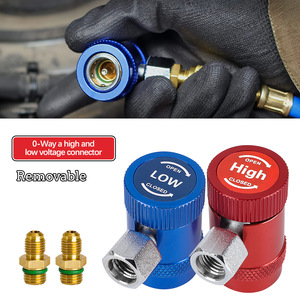 Adaptador de Aire Acondicionado para Automóvil R1234YF, Conector de Latón M12x1.5 de Alta y Baja Presión, Conectores Metálicos Azules y Rojos para Automóvil - Product Image 3