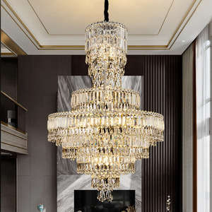 Gran luz colgante vestíbulo del hotel loft apartamento moderno grande largo K9 candelabros de cristal - Product Image 5