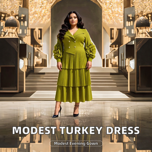 Vestidos Largos Maxi Elegantes de Color Sólido para Fiesta de Noche en Turquía 2026, de Fibra de Poliéster Natural, Corte Recto, Asimétricos para Mujer - Product Image 2