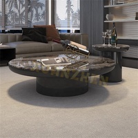 Ensemble de tables basses Xuanzhen pour salon, design italien, table basse en métal noir, table basse moderne de luxe en marbre