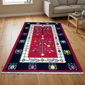 Geometric 60 count Kilim Area <b>Rug</b> Handmade Jute <b>Flat</b> Pile Rectangular Floor Mat for Bedroom Living Room Home Decor - Product Image 2