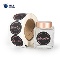 Étiquettes rondes enroulables personnalisées avec logo OEM, fabrication directe, noir mat, script rose, pour marques de beauté de luxe