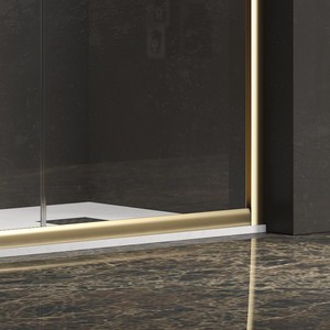 Kamalu KE-1000G Box Doccia Oro Satinato 110x110 con Doppia Porta Scorrevole in Acciaio Inox Senza Telaio in Ottone per Bagno - Product Image 4