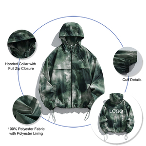 Chaquetas Impermeables con Capucha Unisex para Exteriores, con Logotipo Personalizado, Color <span class=keywords><strong>Rosa</strong></span>, Impresión Completa, Chaquetas Cortavientos con Cremallera para Senderismo - Product Image 2
