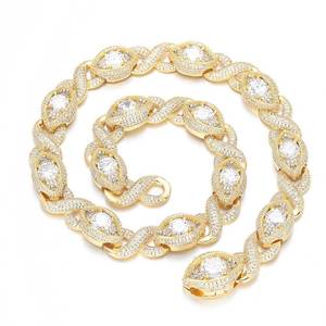 Hip Hop Eye of Horus Cuban <b>Chain</b> 15MM <b>Iced</b> Out CZ Zircon Eyes Shape Big Diamond Cuban Link <b>Chain</b> Bracelet Necklace - Product Image 4