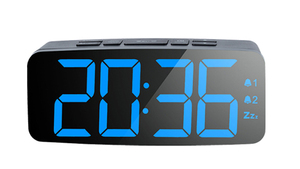 Orologio Digitale LED Radiocomandato con Grande Display Blu, Radio FM <span class=keywords><strong>Portatile</strong></span>, Sei Livelli di Controllo Luminosità, Sveglia 155*42*52mm - Product Image 3