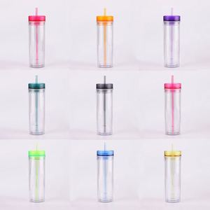 Gobelet isotherme double paroi en acrylique de 16 oz avec paille pour lave-vaisselle, idéal pour restaurants, bars et salons - Product Image 5