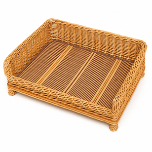 Cama para Mascotas Tejida en Mimbre YAOYUE, Nido Natural para Mascotas con Almohadilla <span class=keywords><strong>de</strong></span> Algodón Extraíble para Gatos y Perros, 5 Tamaños - Product Image 1