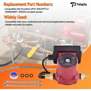 ปั๊มน้ำหมุนเวียน Talspity 115V 1/25HP สีแดง สำหรับน้ำร้อน พร้อมตัวตั้งเวลา สำหรับอะไหล่เครื่องทำน้ำอุ่น - Product Image 2