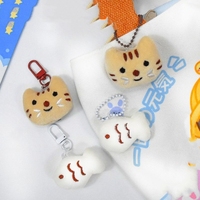Porte-clés en peluche d'animaux de dessin animé, chat, poisson, jouets en peluche, breloque pour sac, chaton et poisson, peluches d'anime, poupée, porte-clés de couple