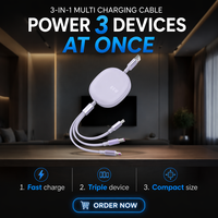 Kabel Pengisi Daya 3 in 1 100W yang Dapat Ditarik USB A Micro USB Type C Pengisian Super Cepat Transfer Data Kabel Ponsel Grosir