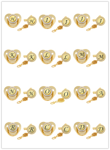 Chupete personalizado para bebé, 26 letras ostentosas, diamantes <span class=keywords><strong>de</strong></span> imitación dorados <span class=keywords><strong>de</strong></span> <span class=keywords><strong>lujo</strong></span>, sublimación, en blanco - Product Image 3