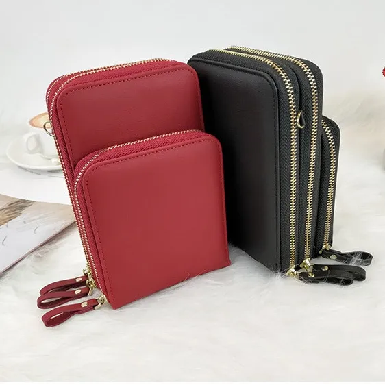 Utility PU Leather Business Card Holder Mobile Phone Cases Big Capacity Wallet With Detachable Cell Phone Bags