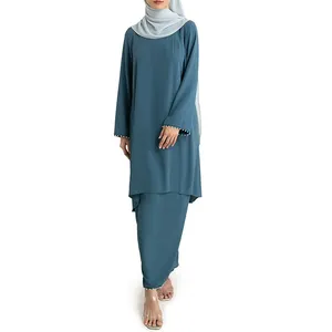 ODM批发马来西亚时尚迪拜现代穆斯林女装套装两件套巴朱库隆伊斯兰服装