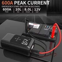 Démarreur de Voiture 6 en 1 Kit, Batterie au Lithium, Chargeur Portable, Compresseur de Pneus, Booster de Batterie d'Urgence
