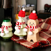 Bouteille de thé au lait Peiquan 400 ml en forme de bonhomme en pain d'épices, bonhomme de neige, arbre de Noël, gobelet à thé au lait jetable en plastique PET transparent