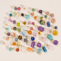 Pendentifs Breloques en Quartz Cristal Naturel Brut et Facetté, Breloques en Pierre Naturelle en Acier Inoxydable pour la Fabrication de Bijoux