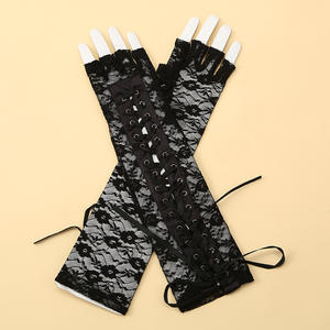 <span class=keywords><strong>Gants</strong></span> demi-doigts sexy pour femmes, manches longues en dentelle, tissu noué, manche sans doigts, style punk, 1 paire - Product Image 6