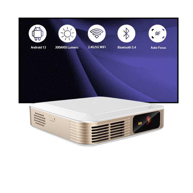 DLP Smart Android Portable Mini Projector 2K/4K Resolution Home Theater Movie Beamer Dual-Band WiFi Phone Screen Mirroring 2G