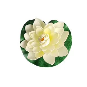 Simulated lotus leaf floating water surface, lotus leaf water lily green leaf plant decoration white 17cm lotus