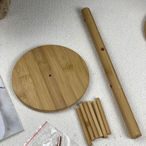 Estante para tazas de agua de bambú, forma redonda, no requiere perforación, soporte para tazas de cocina ecológico, estante de drenaje para juego de té - Product Image 4