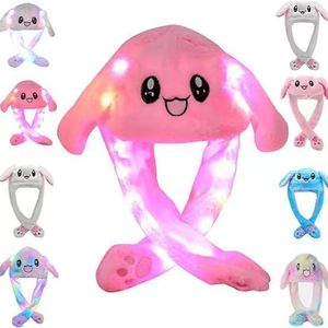 Chapeau de lapin gonflable unisexe en peluche courte, lumineux et à oreilles mobiles, pour enfants de 7 à 14 ans, cadeau de fête, vente en gros - Product Image 2