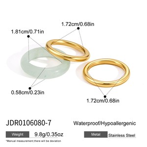 Stackable Natural Stone <b>Stainless</b> <b>Steel</b> <b>Ring</b> Set 18K Gold Plated Tarnish-Free <b>Rings</b> for Women Wholesale - Product Image 5