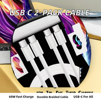 Câble USB-C tressé TPE 2-pack 1,8 m (6 pieds) 60W à charge rapide pour iPhone 17/16/15 Pro, iPad Pro/Air, Samsung S25/S24/S23, Google Pixel