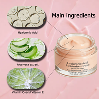 Crème hydratante pour le visage sans huile auto-reconstituante avec acide hyaluronique, aloe biofermenté, vitamines C et E, crème gel hydratante pour peaux sèches