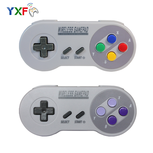 Wireless 2.4GHz Gamepad Joystick Controller with Vibration Motor and Turbo Button for SNES Super for Classic Mini Console