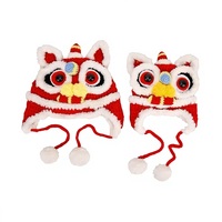 Bonnet de danse Solpop du Nouvel An chinois et du Festival du Printemps, fait main au crochet, motif Tigre et Lion, mignon, 100% acrylique, pour adultes et usage familial