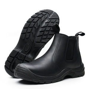 Bottes de travail mi-montantes ZL221-1-1 noires avec embout en acier, chaussures de sécurité antidérapantes, tige en <span class=keywords><strong>cuir</strong></span> PU, sans lacets, prix usine - Product Image 6