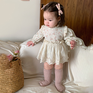 2025 nuova personalizzazione piccola manica lunga floreale vestito neonato bambino ragazze vestiti per 1-12 mesi ragazza - Product Image 1